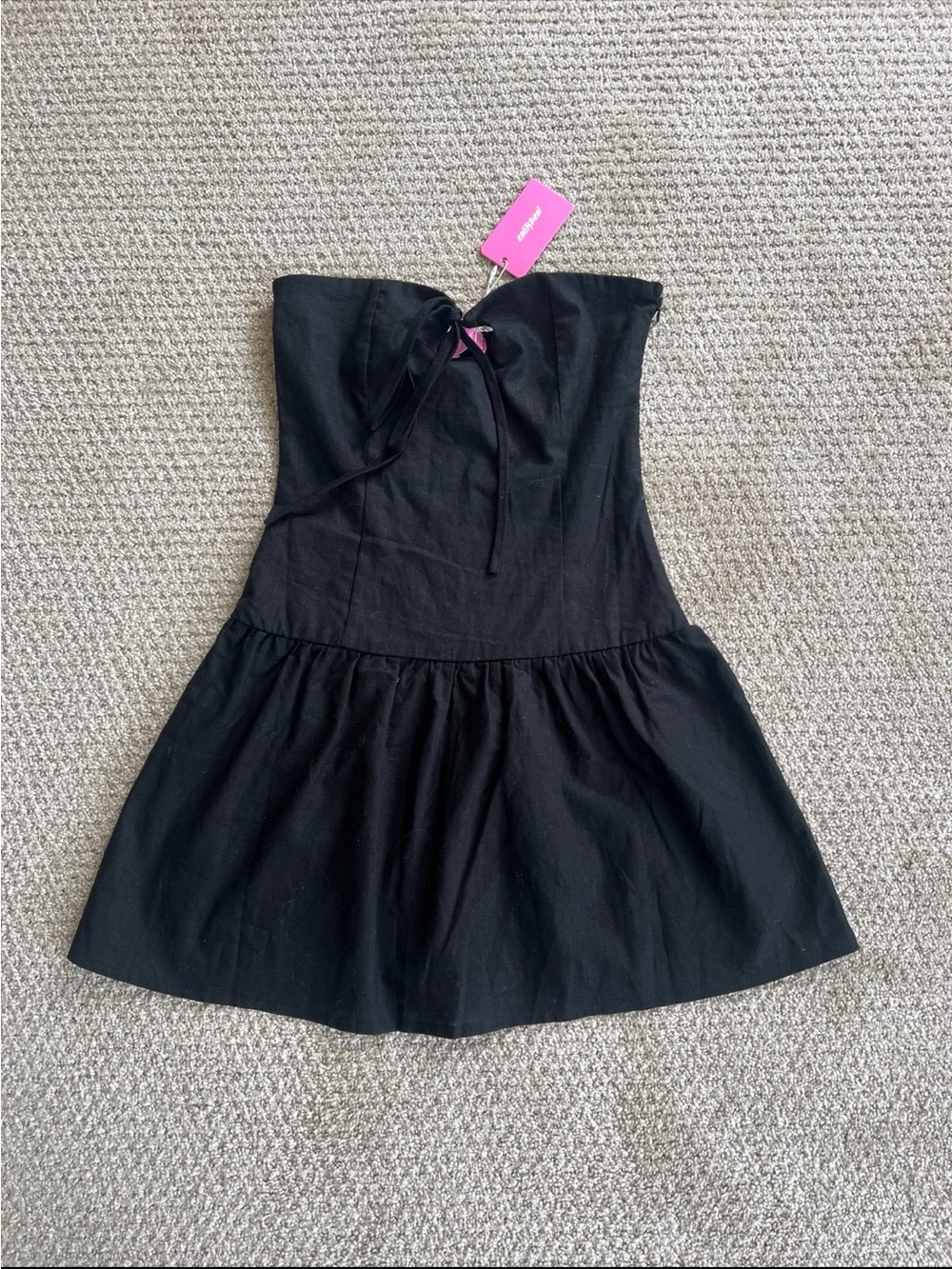 Edikted Black Strapless Tie-Front Mini Dress